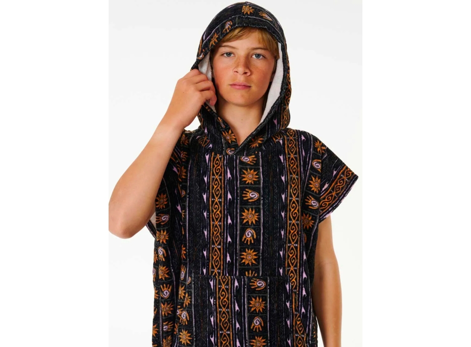 RIP CURL MIXED HOODED PONCHO BOY BLACK PURPLE