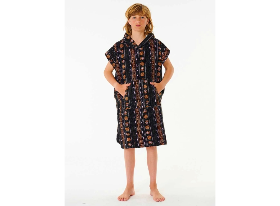 RIP CURL MIXED HOODED PONCHO BOY BLACK PURPLE
