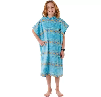 RIP CURL MIXED HOODED PONCHO BOY OCEAN LIGHT AQUA
