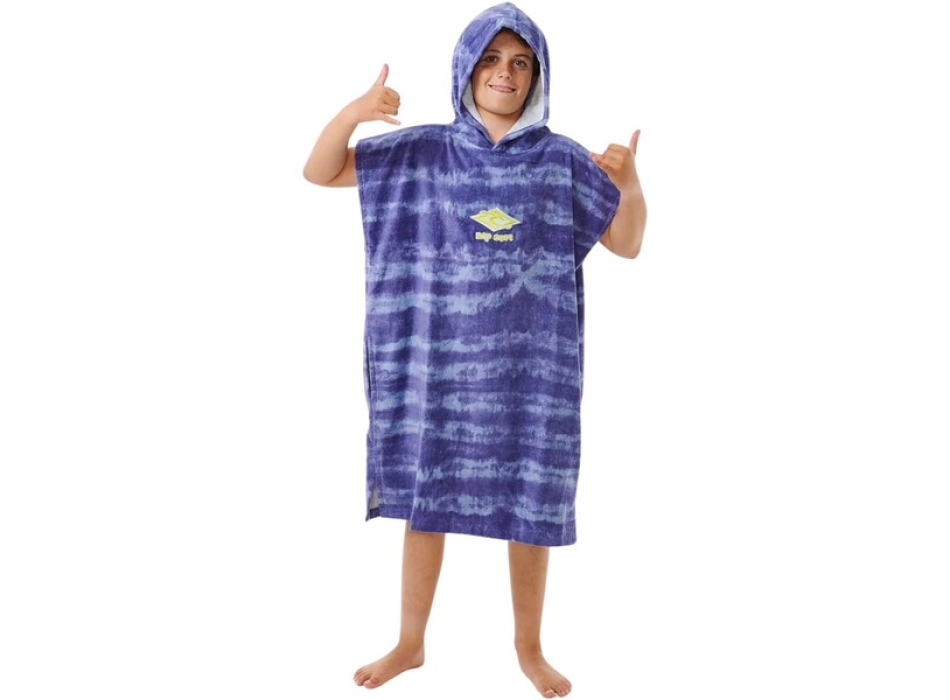 RIP CURL MIXED HOODED PONCHO BOY OCEAN BLUE TIE