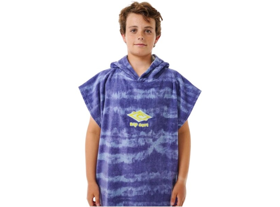 RIP CURL MIXED HOODED PONCHO BOY OCEAN BLUE TIE