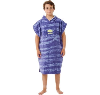 RIP CURL MIXED HOODED PONCHO BOY OCEAN BLUE TIE