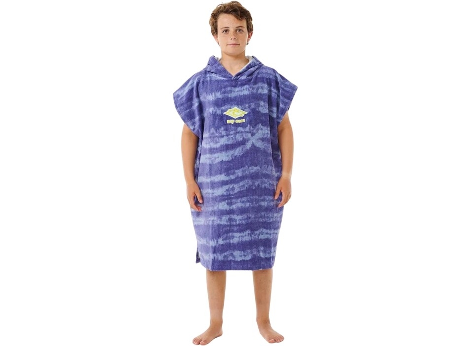 RIP CURL MIXED HOODED PONCHO BOY OCEAN BLUE TIE