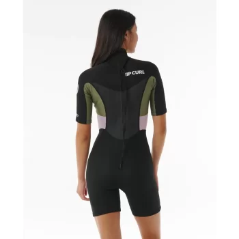 RIP CURL OMEGA 1.5MM SHORT SLEEVE BACKZIP KHAKI