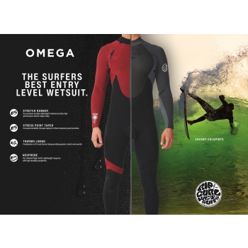 RIP CURL OMEGA 4/3 WETSUIT CHEST ZIP BLACK