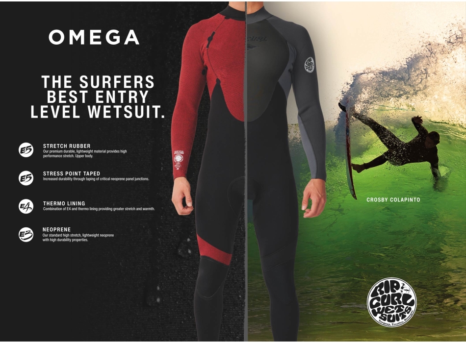 RIP CURL OMEGA 4/3 WETSUIT CHEST ZIP BLACK