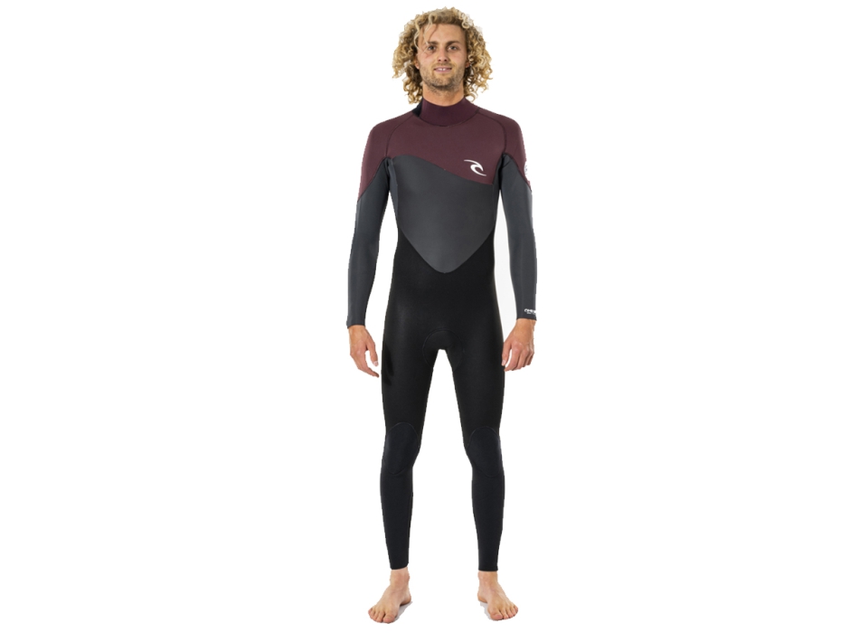 RIP CURL OMEGA 5/3 BACK ZIP WETSUIT MAROON