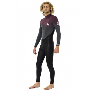 RIP CURL OMEGA 5/3 BACK ZIP WETSUIT MAROON