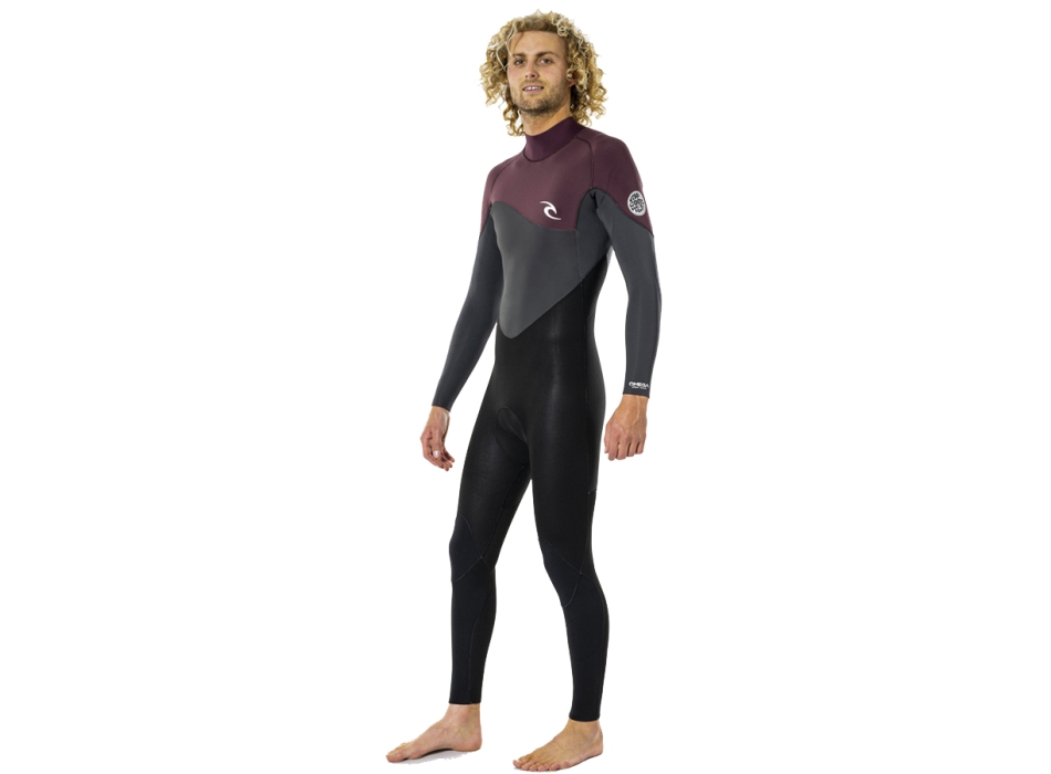 RIP CURL OMEGA 5/3 BACK ZIP WETSUIT MAROON