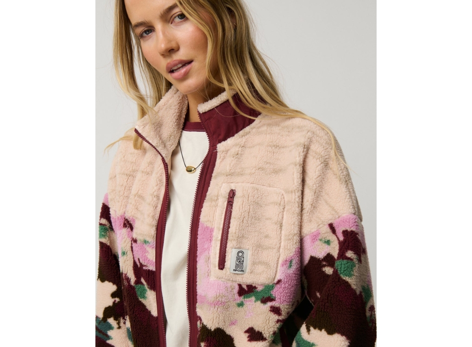 RIP CURL SEARCH SERIES BONDED ZIP THROUGH POLAR FLEECE DARK PLUM