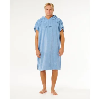 RIP CURL BRAND HOODED TOWEL PONCHO FADED DENIM