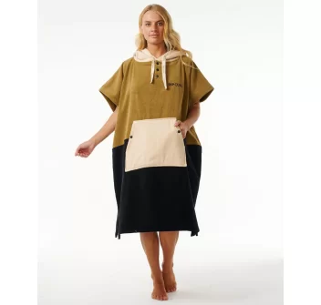 RIP CURL PREMIUM SURF HOODED PONCHO FENNEL SEED