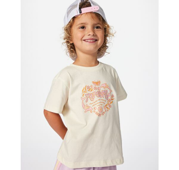 RIP CURL RAINBOW LOGO/DESTO TEE GIRL BRIGHT PINK