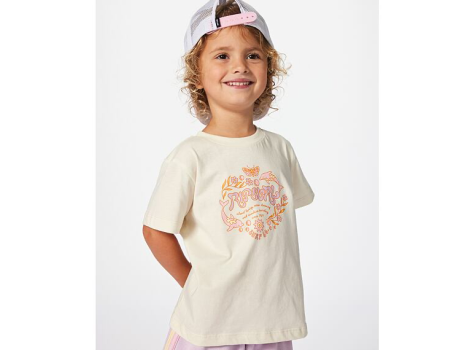 RIP CURL RAINBOW LOGO/DESTO TEE GIRL BRIGHT PINK