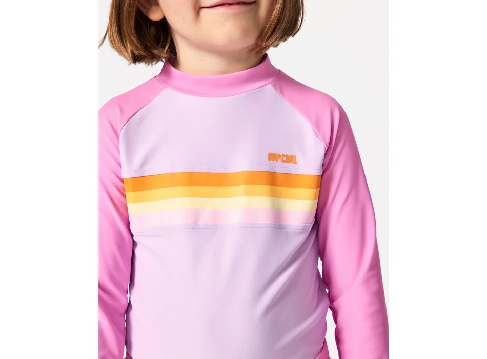 RIP CURL RAINBOW TIDE SET LONG SLEEVE RASH VEST GIRL 1-8 YRS