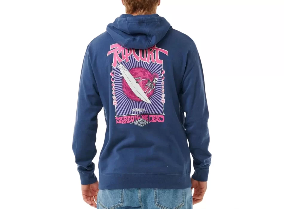 RIP CURL SHRED TILL DEAD ZIP THROUGH HOOD WASHED NAVY