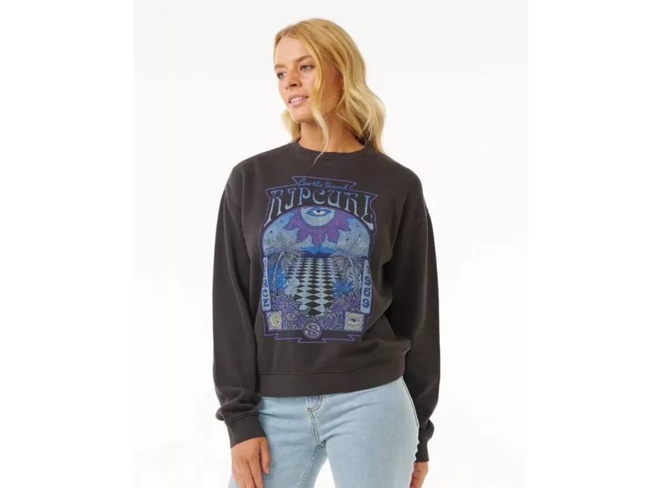 RIP CURL SLOW DOWN CREW FLEECE BLACK