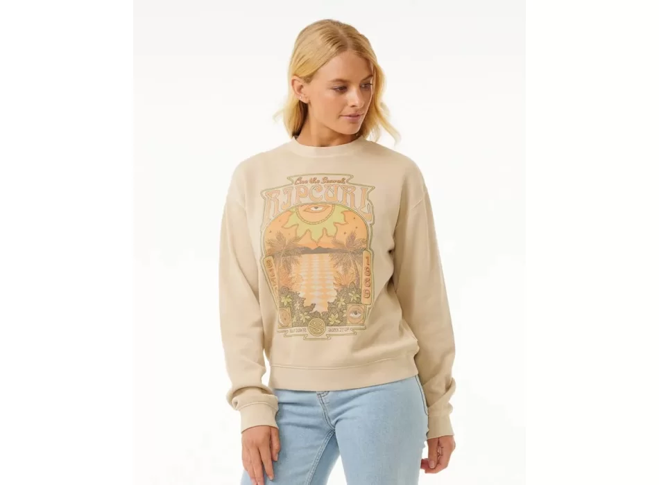 RIP CURL SLOW DOWN CREW FLEECE NATURAL