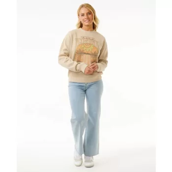 RIP CURL SLOW DOWN CREW FLEECE NATURAL