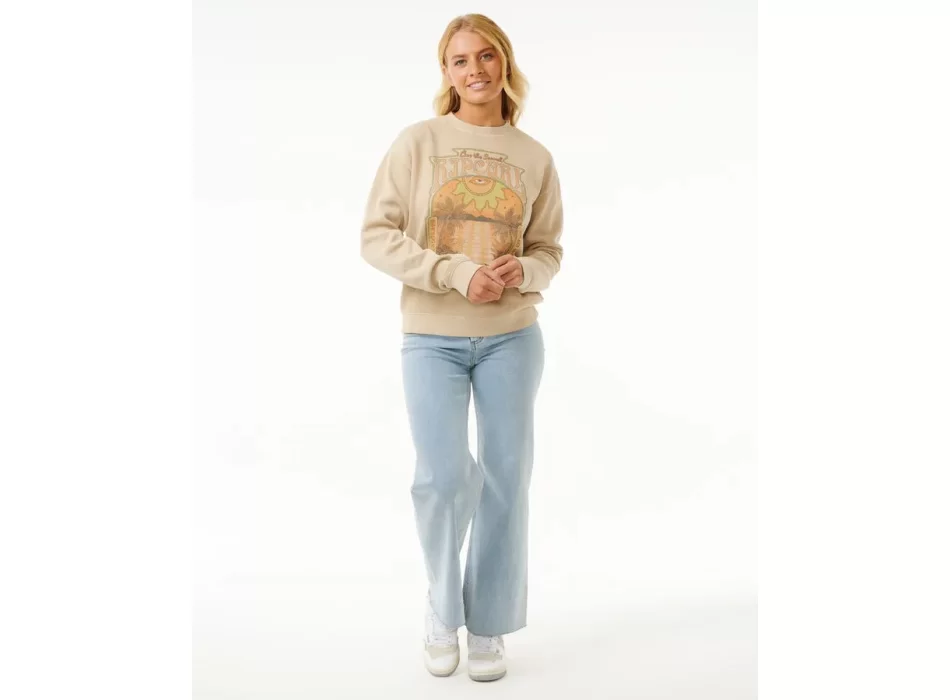 RIP CURL SLOW DOWN CREW FLEECE NATURAL