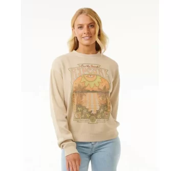 RIP CURL SLOW DOWN CREW FLEECE NATURAL
