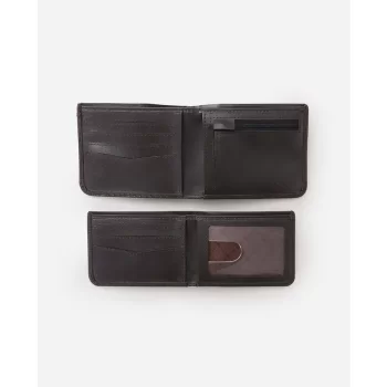 RIP CURL BRAND STRIPE RFID 2 IN 1 WALLET BLACK