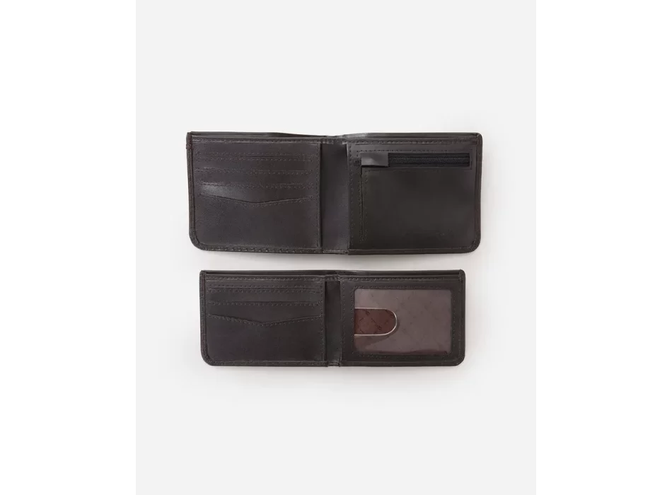 RIP CURL BRAND STRIPE RFID 2 IN 1 WALLET BLACK