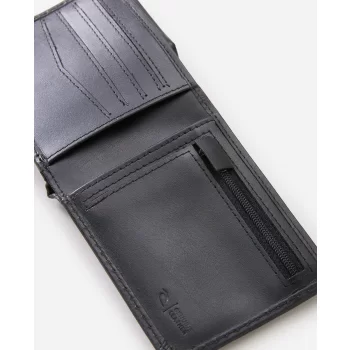 RIP CURL BRAND STRIPE RFID 2 IN 1 WALLET BLACK
