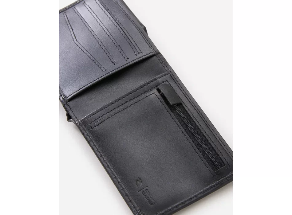 RIP CURL BRAND STRIPE RFID 2 IN 1 WALLET BLACK
