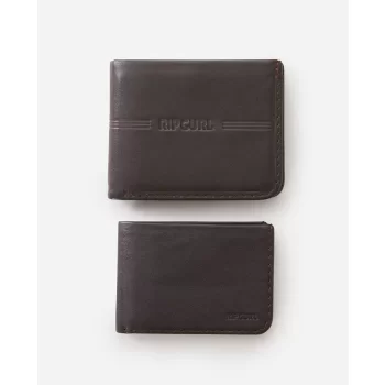 RIP CURL BRAND STRIPE RFID 2 IN 1 WALLET BLACK