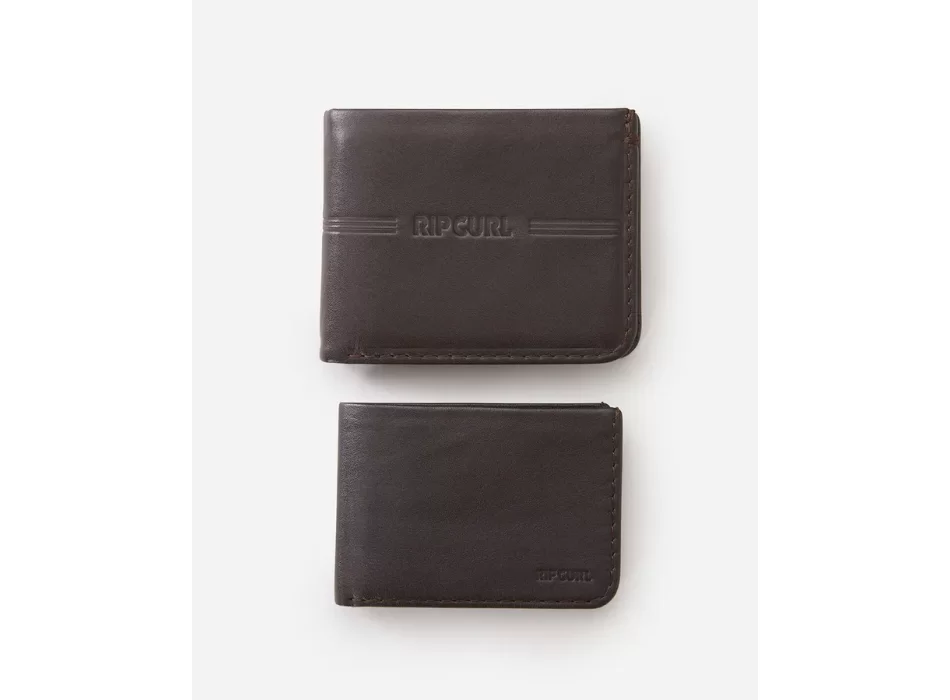 RIP CURL BRAND STRIPE RFID 2 IN 1 WALLET BLACK
