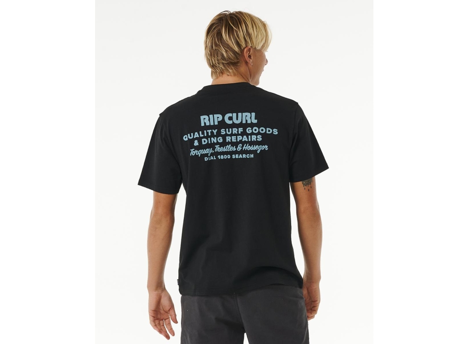 RIP CURL T-SHIRT HERITAGE DING REPAIRS BLACK