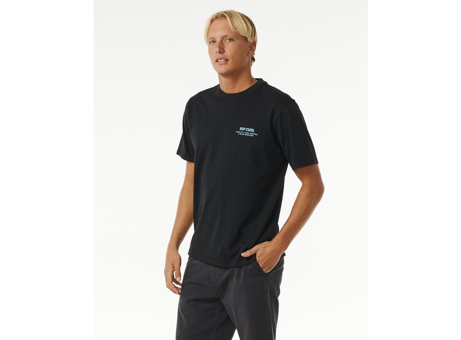 RIP CURL T-SHIRT HERITAGE DING REPAIRS BLACK