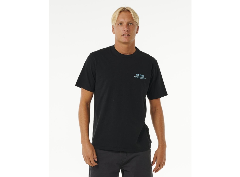RIP CURL T-SHIRT HERITAGE DING REPAIRS BLACK