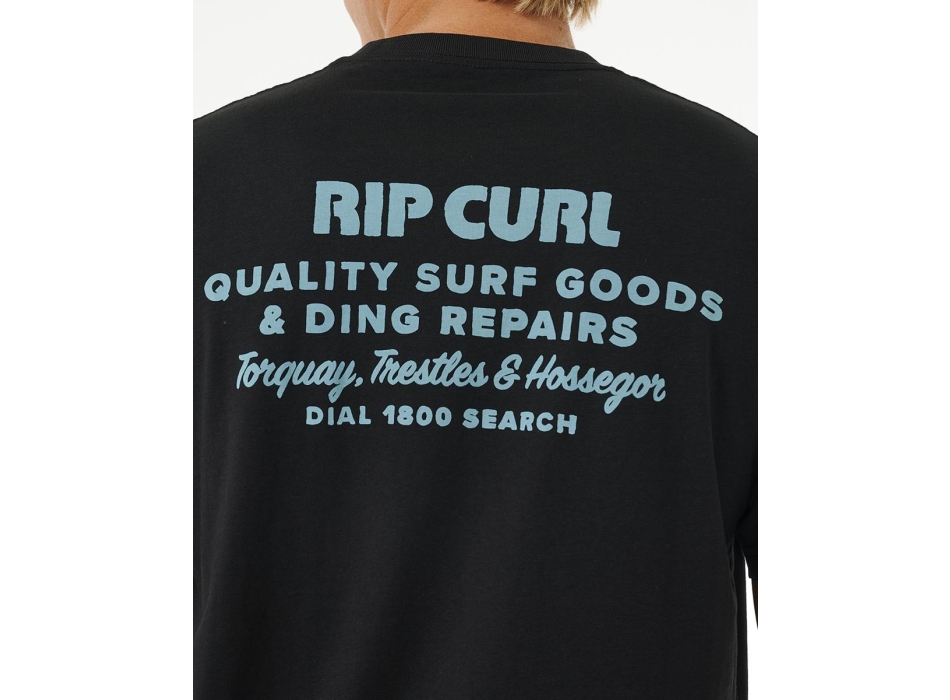 RIP CURL T-SHIRT HERITAGE DING REPAIRS BLACK
