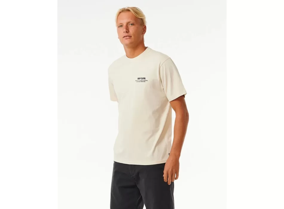 RIP CURL T-SHIRT HERITAGE DING REPAIRS VINTAGE WHITE