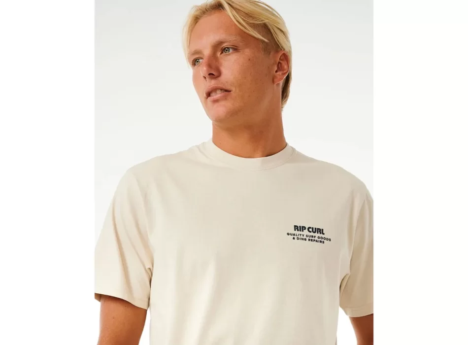 RIP CURL T-SHIRT HERITAGE DING REPAIRS VINTAGE WHITE