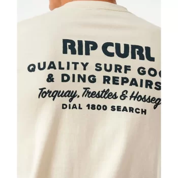 RIP CURL T-SHIRT HERITAGE DING REPAIRS VINTAGE WHITE