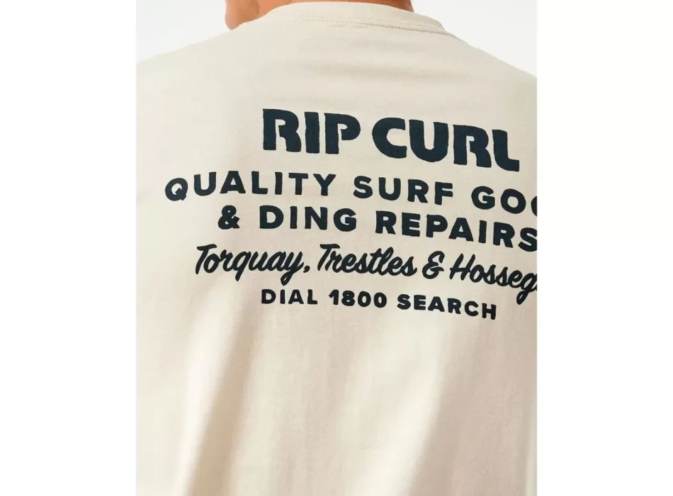 RIP CURL T-SHIRT HERITAGE DING REPAIRS VINTAGE WHITE