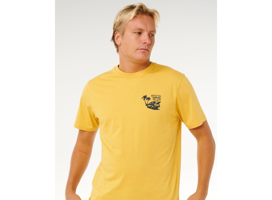 RIP CURL T-SHIRT STREAMLINE CAR RELAXED OCHRE