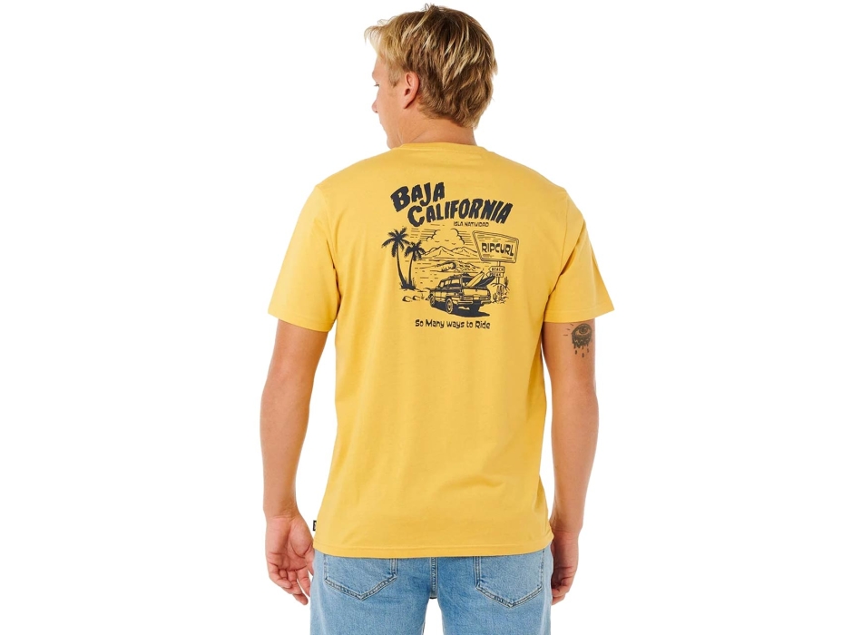 RIP CURL T-SHIRT STREAMLINE CAR RELAXED OCHRE