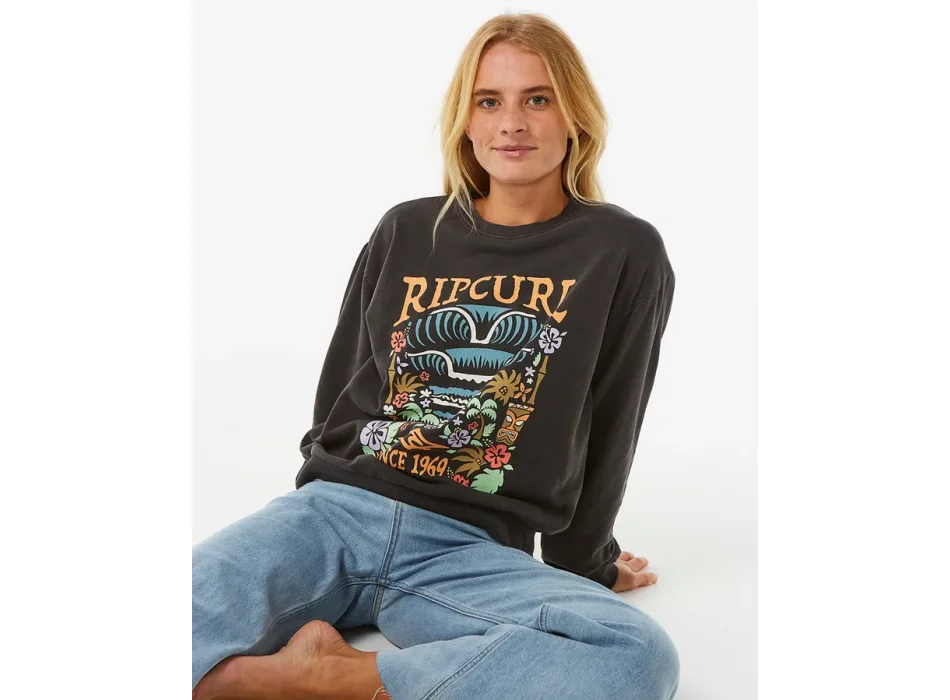RIP CURL TIKI TROPIC FLEECE WASHED BLACK