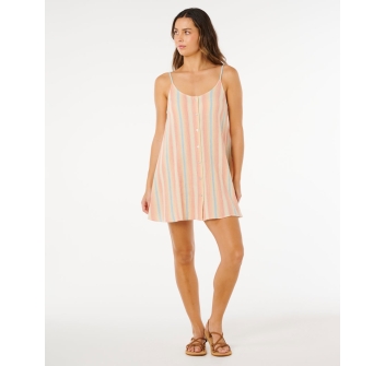 RIP CURL DRESS SURF SIDE SHIRRED LIGHT GREEN