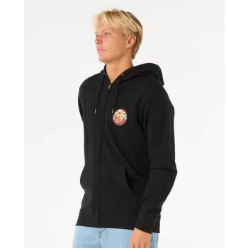 RIP CURL WETTIE PASSAGE ZIP THROUGH HOOD BLACK