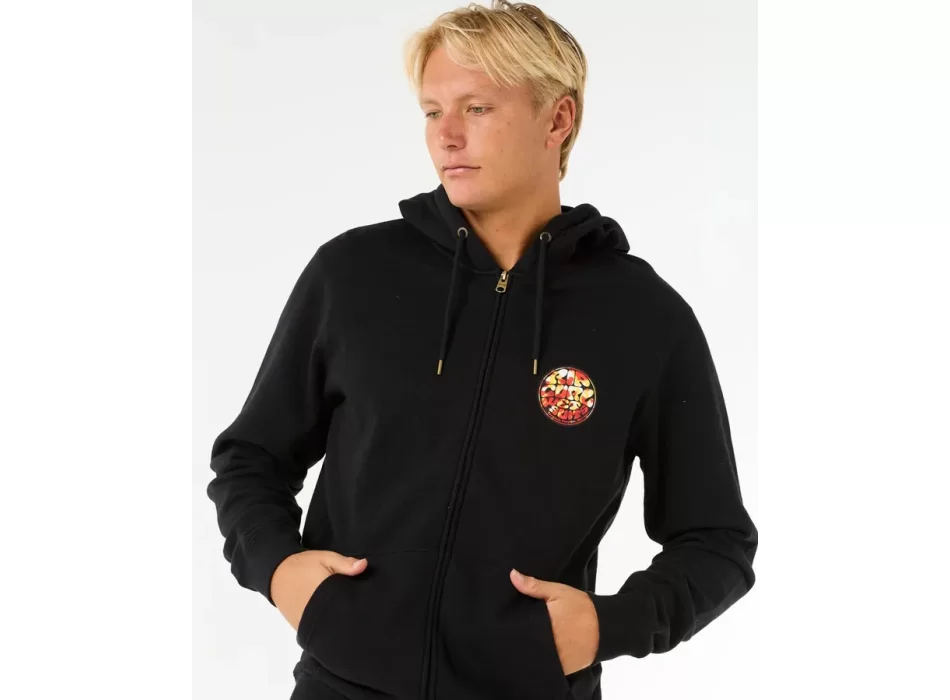 RIP CURL WETTIE PASSAGE ZIP THROUGH HOOD BLACK