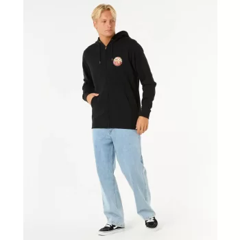 RIP CURL WETTIE PASSAGE ZIP THROUGH HOOD BLACK