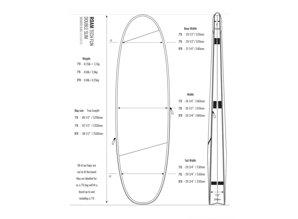 ROAM 7'6" TECH BAG DOUBLE SLIM FUNBOARD