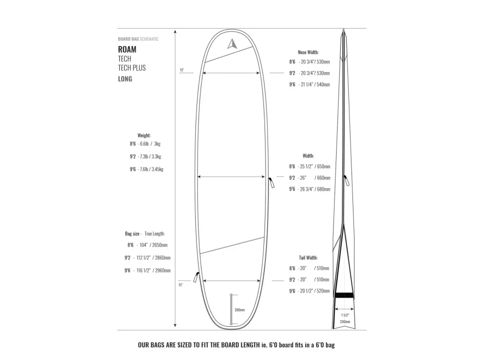 ROAM 8'0" TECH FUNBOARD TRAVEL BOARD BAG