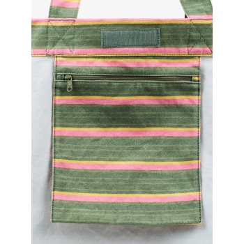 ROXY ANTI BAD VIBES LARGE TOTE BAG OIL GREEN SAY IT WITH STRIPES
