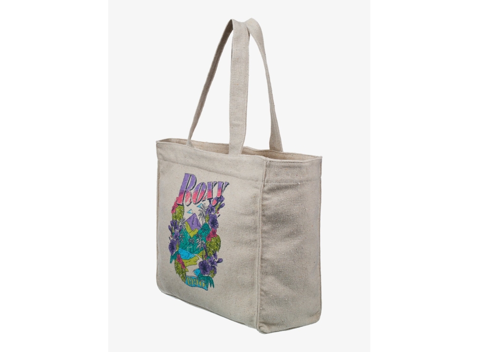 ROXY DRINK THE WAVE TOTE BAG PARCHMENT